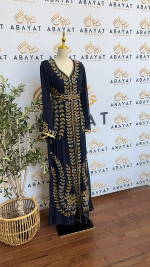 Golden Blue Floral Kuftan