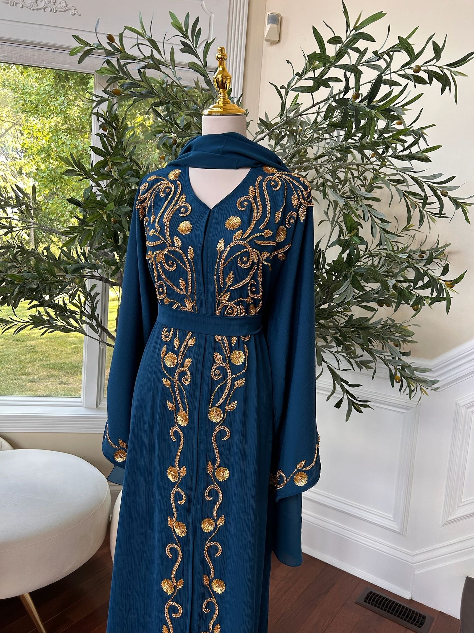 Turquoise Golden Essence Abaya