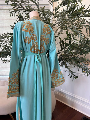 Mint Blue Golden Detail Kuftan