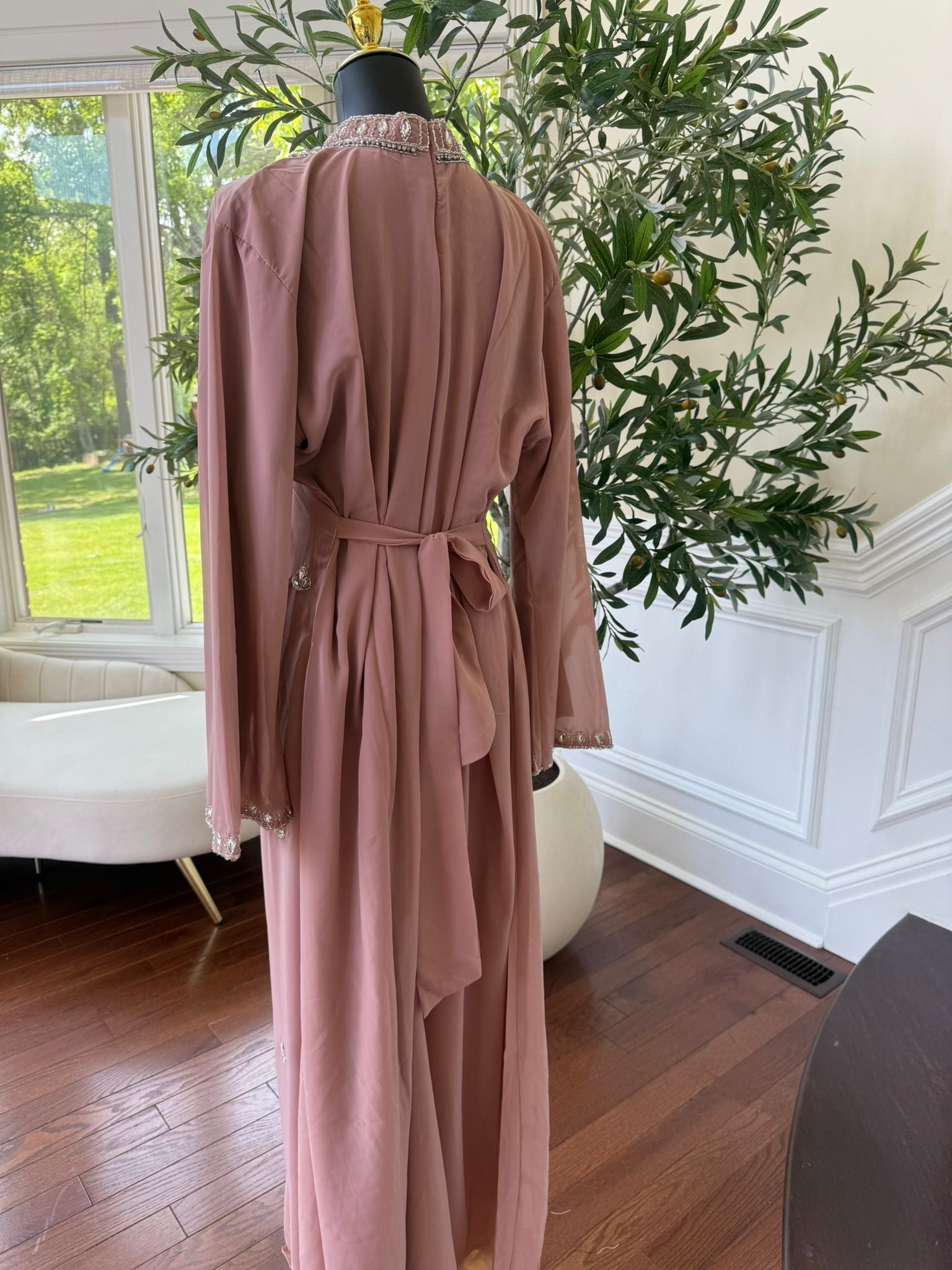 Dusty Pink Crystal Maxi Dress