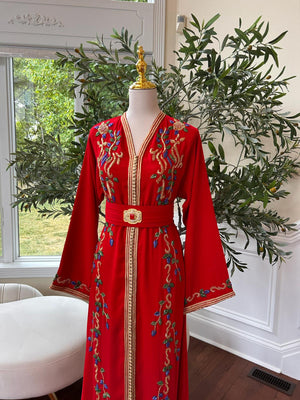 Elegant Red Stone Kuftan