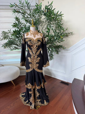 Black Golden Elegance Beaded Kuftan