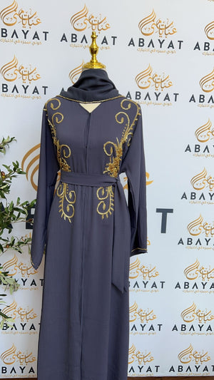 Golden Deep Purple Bloom Abaya