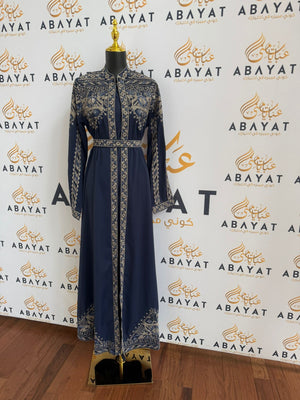 Elegant Navy Blue Tatreez Dress