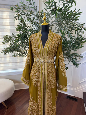 Olive Green Majestic Beaded Kuftan