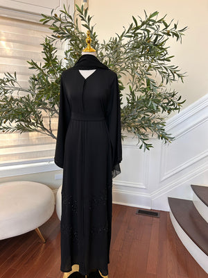 Black Beaded Crystal Abaya