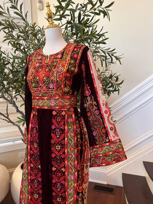 Burgundy Embellished Tatreez Thobe