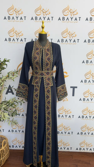 Blue Tatreez Two Piece Abaya