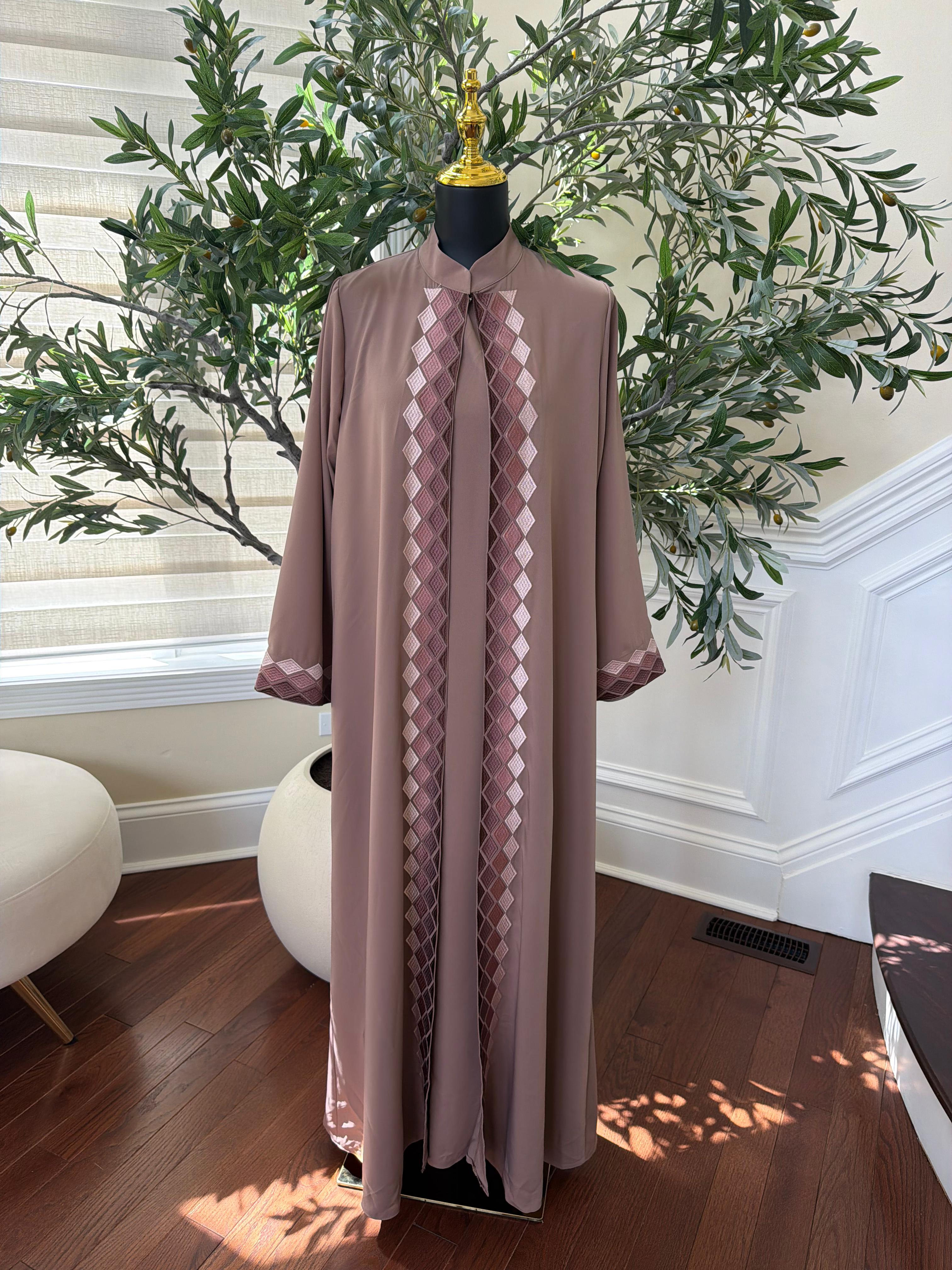 Rose Pink Two Piece Cardigan Abaya