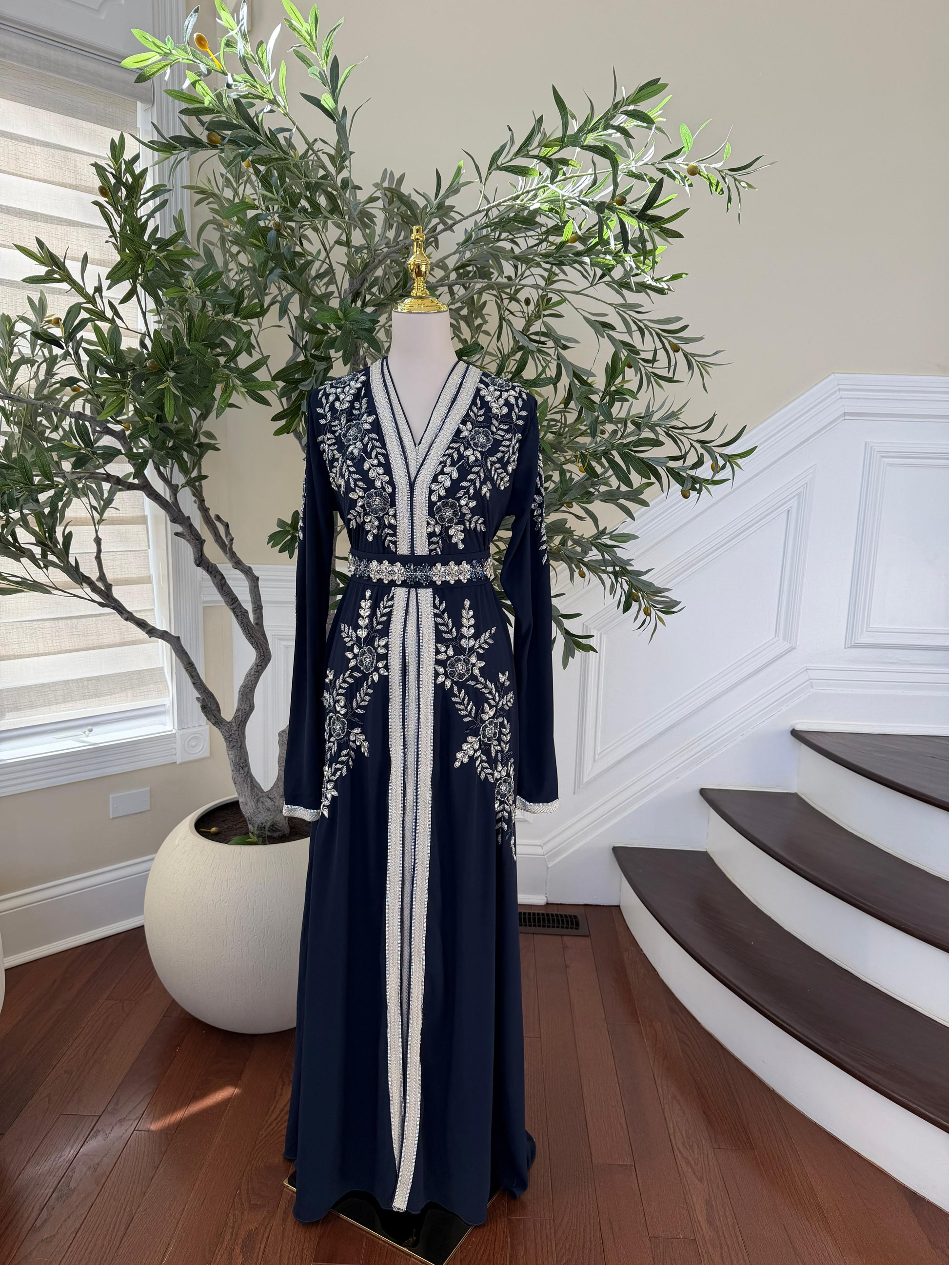 Navy Blue Silver Charm Kuftan