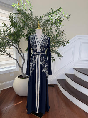 Navy Blue Silver Charm Kuftan