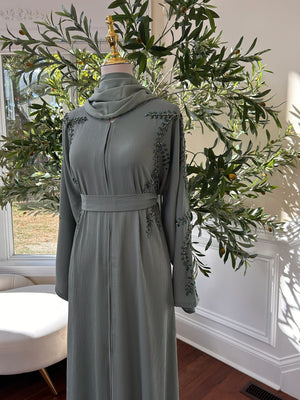 Mint Green Floral Charm Abaya