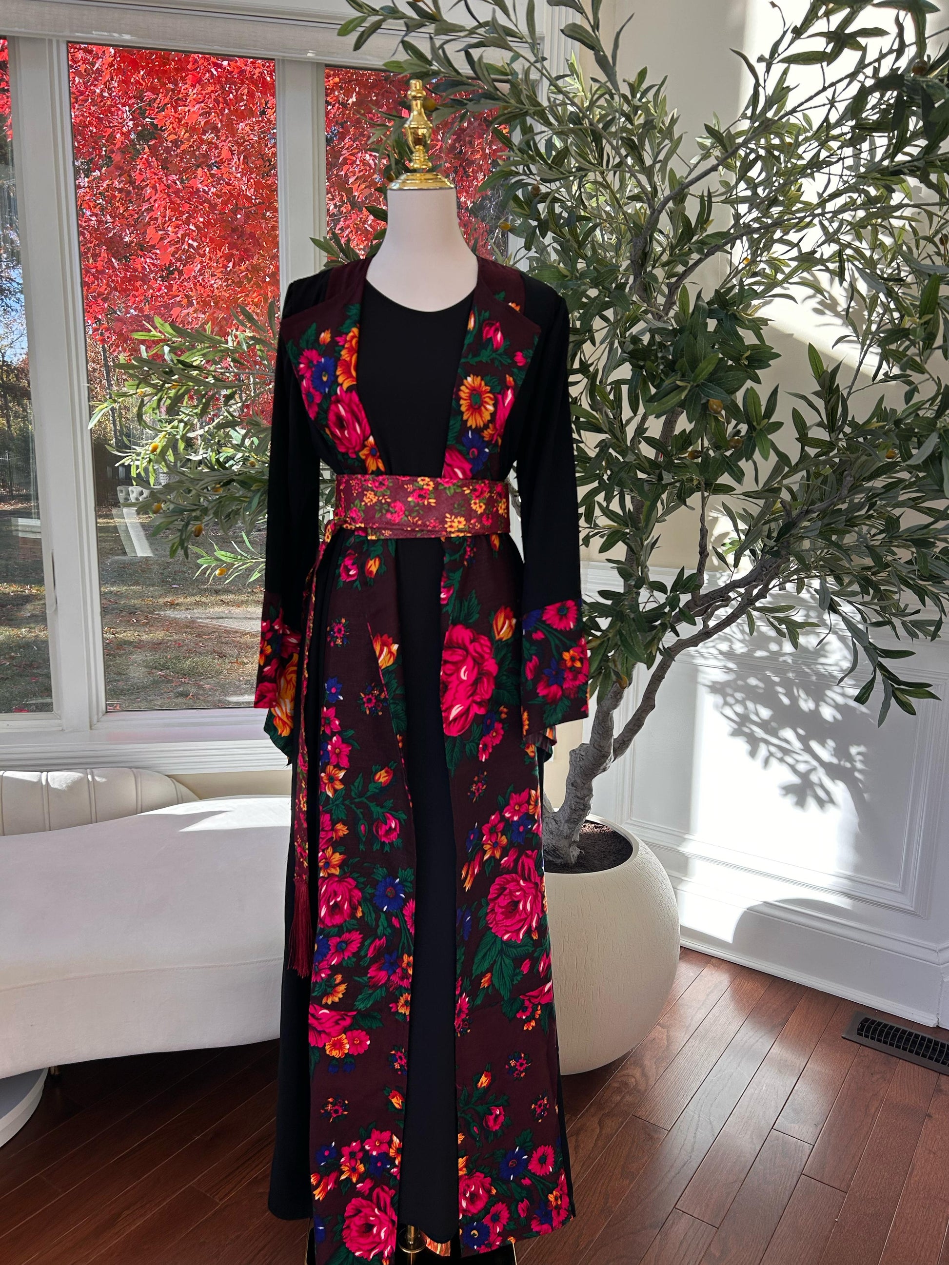 Floral Two Piece Cardigan Thobe