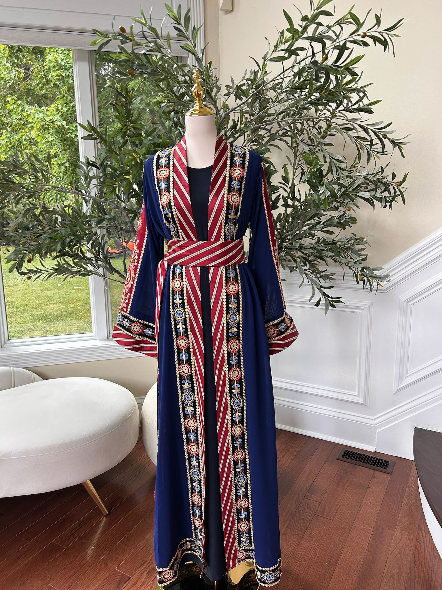Blue Embroidery Tatreez Thobe