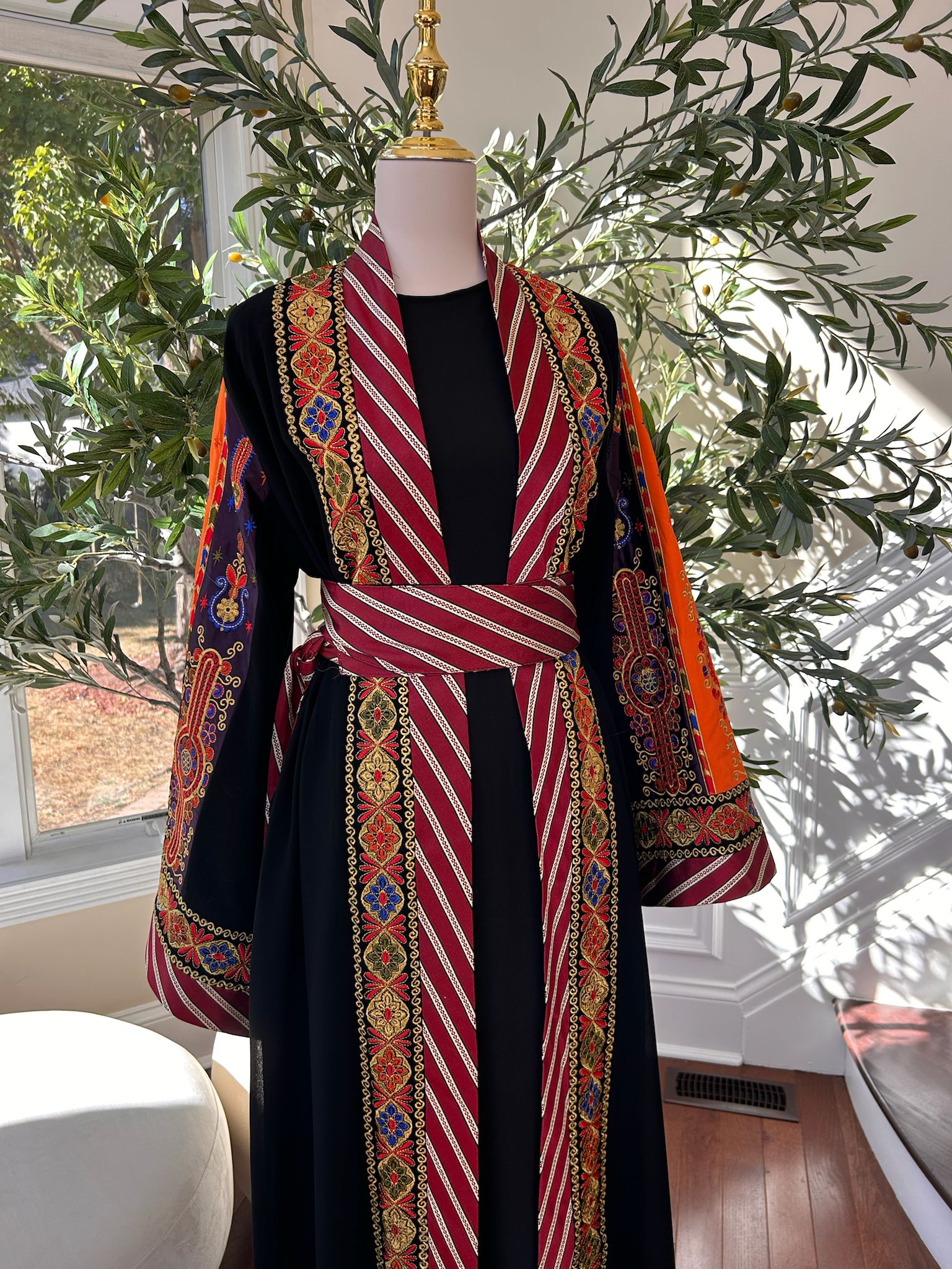 Black Embroidery Tatreez Embellished Thobe