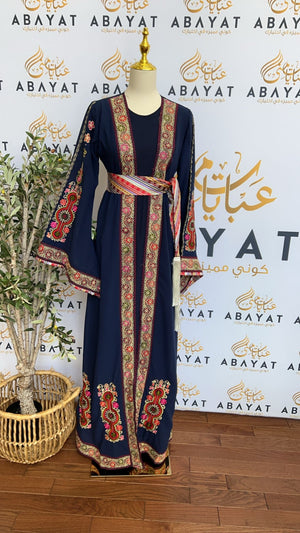 Navy Blue Falahi Tatreez Dress