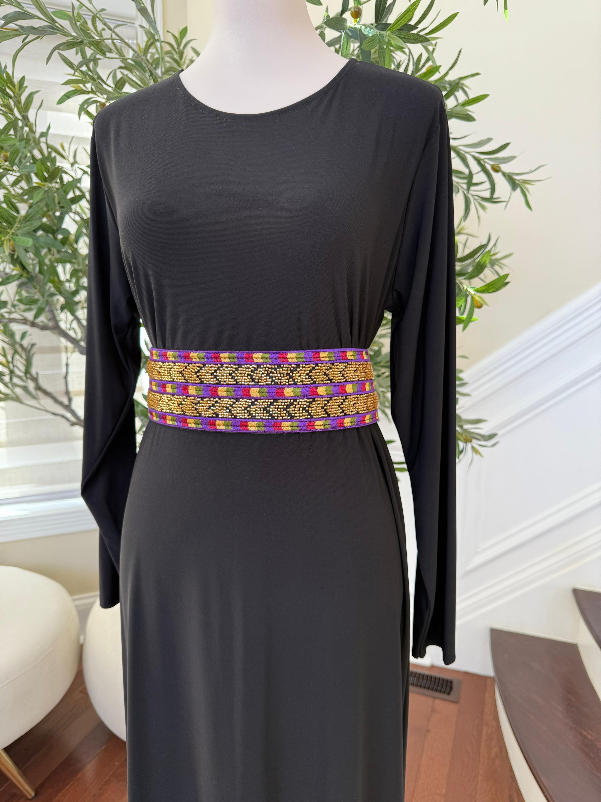 Sabal Kharaz Purple Tatreez Thobe Belt