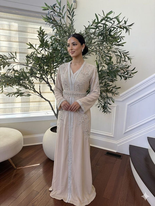 Cream Beaded Royale Kuftan