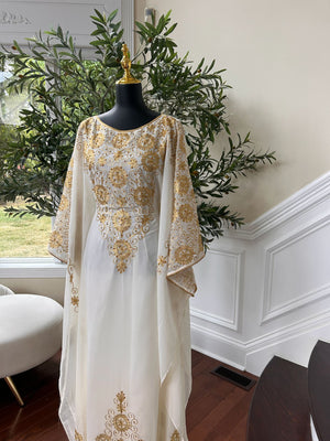Golden White Royal Elegance Kuftan Dress