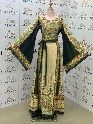Majestic Green & Ivory Palestinian Style Thobe