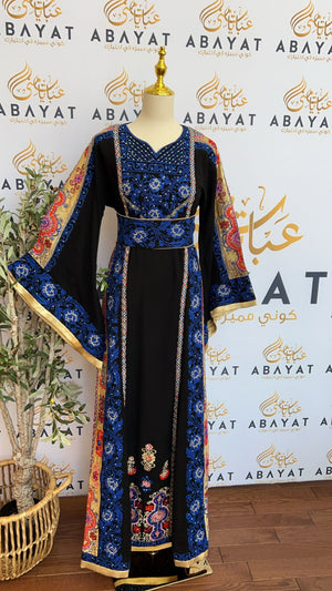 Black/Blue Embroidered Thobe #A