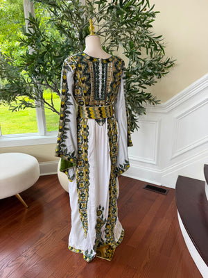 White Embroidery Beaded Thobe