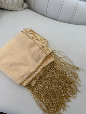 Cream Beaded Khirka Shal Mandil