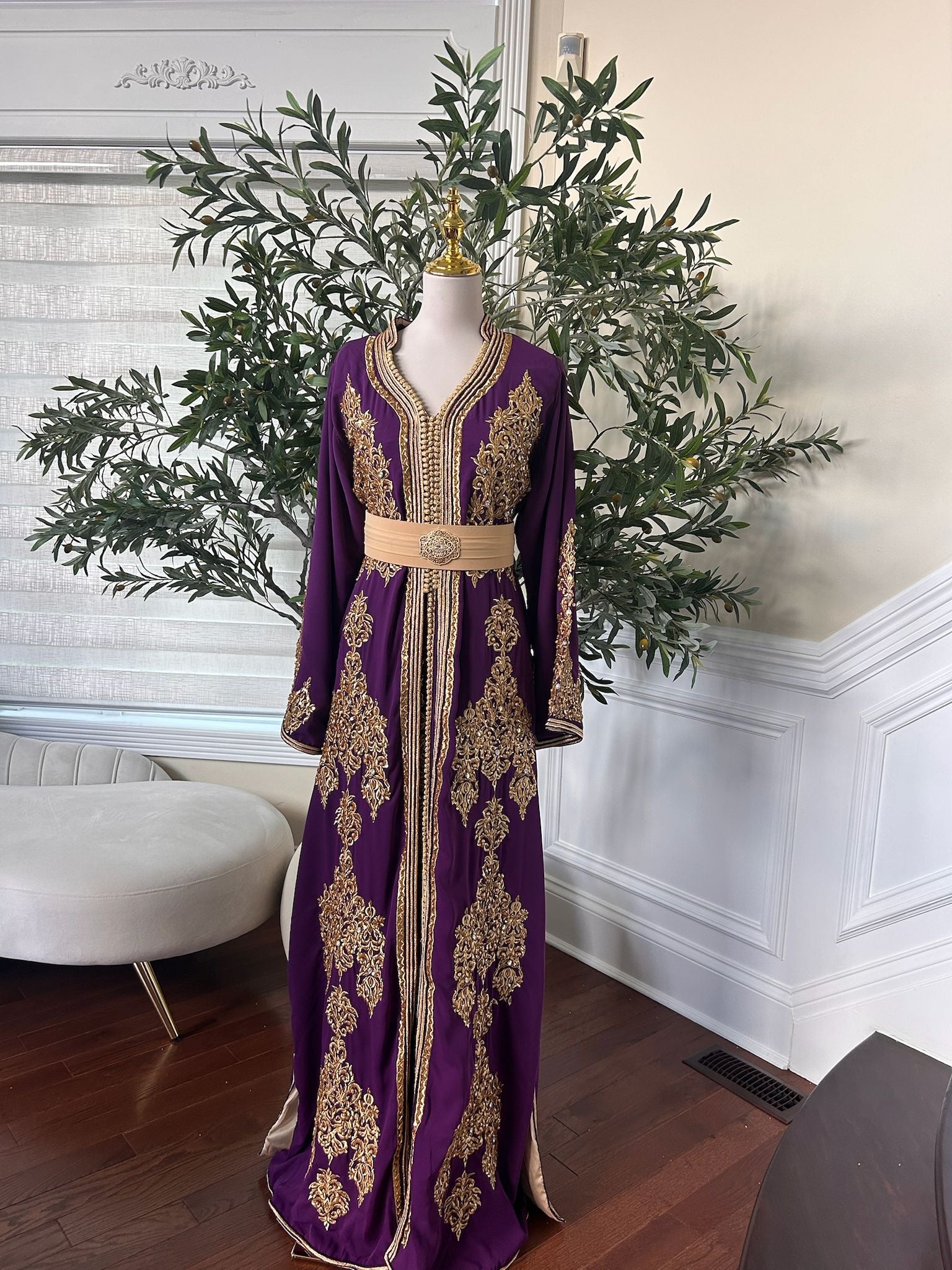 Purple Floral Elegance Kuftan