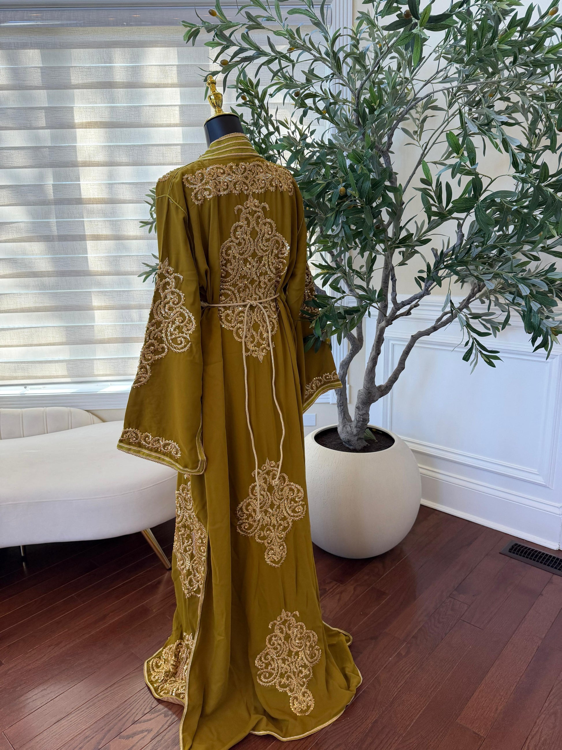 Olive Green Majestic Beaded Kuftan