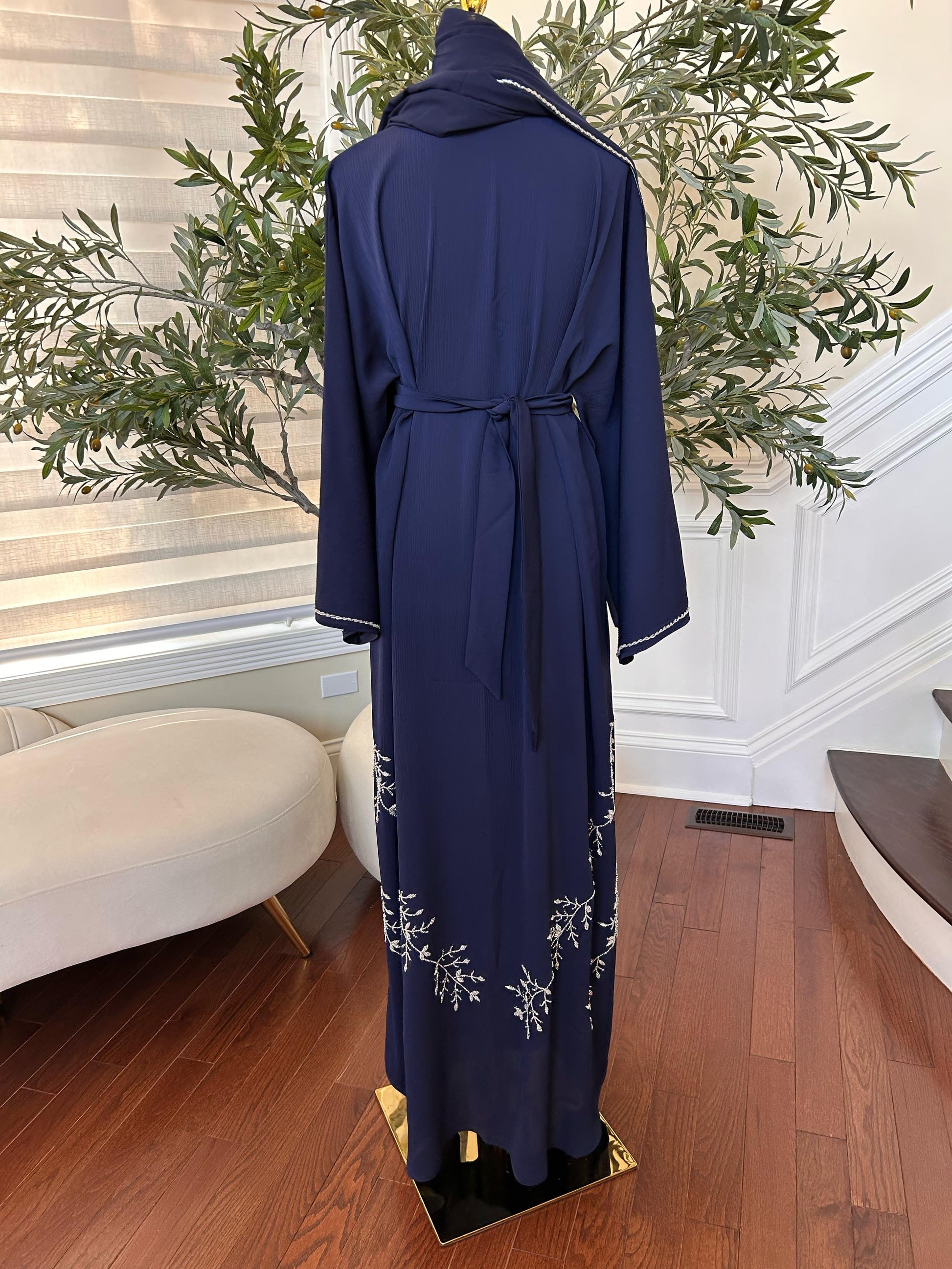 Blue Crystal Beaded Abaya