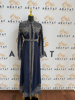 Elegant Navy Blue Tatreez Dress