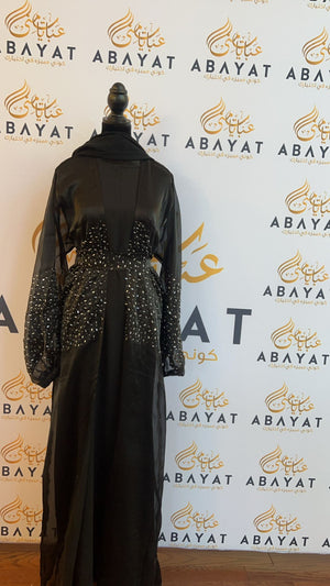 Gorgeous Black with Silver Sparkled 4 Piece Abaya #8097679