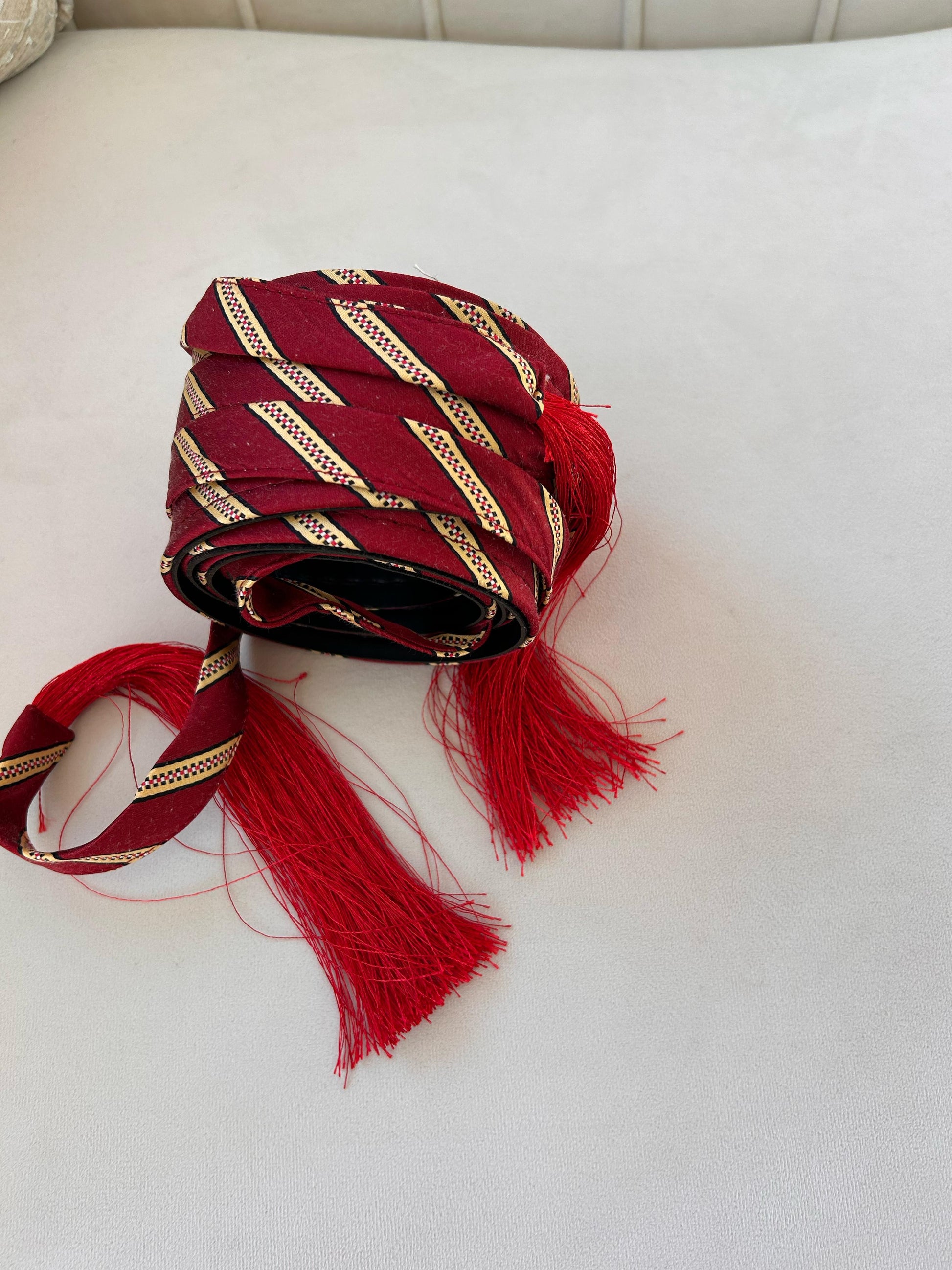 Red/Gold Cashmere Belt