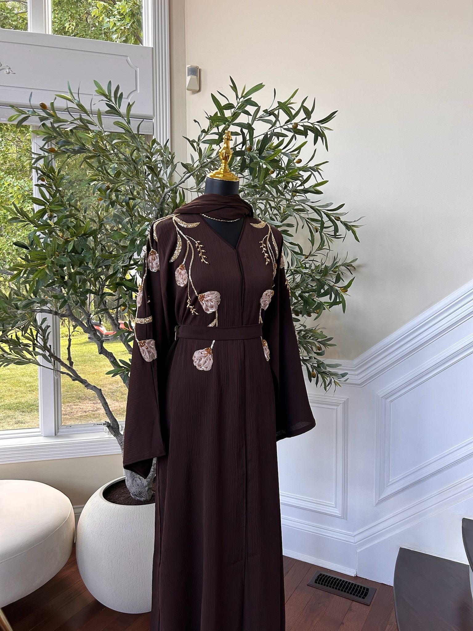 Brown Floral Essence Abaya