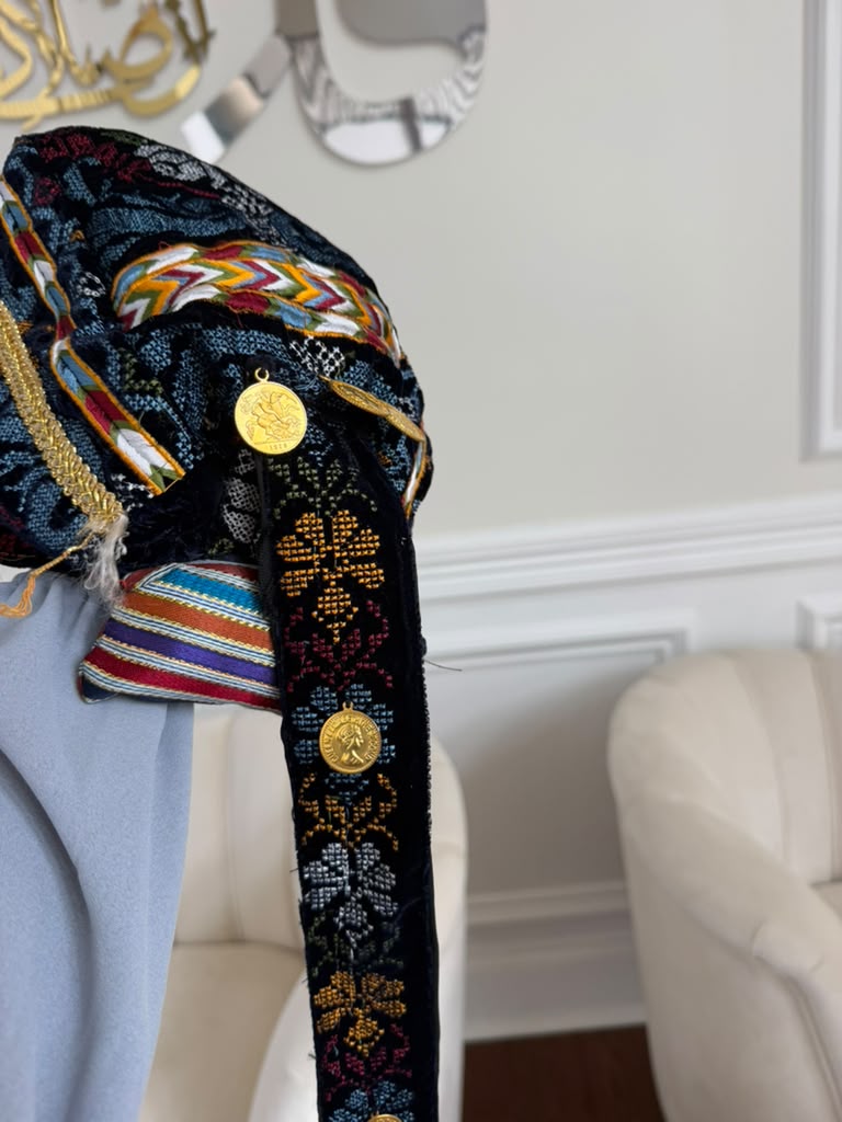 Velvet Blue Embroidery Tatreez Coin Waka- Women’s and Kids