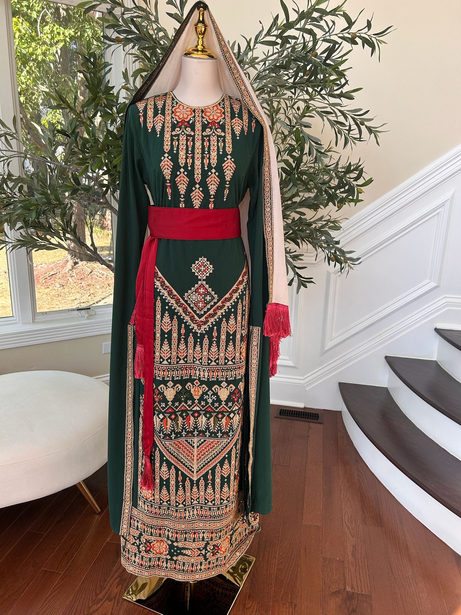 Embroidery Royal Tatreez Green Thobe