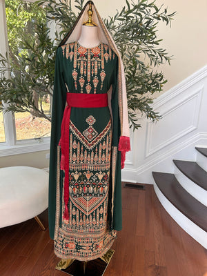Embroidery Royal Tatreez Green Thobe