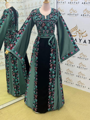 Embroidery Black Tatreez Teal Thobe