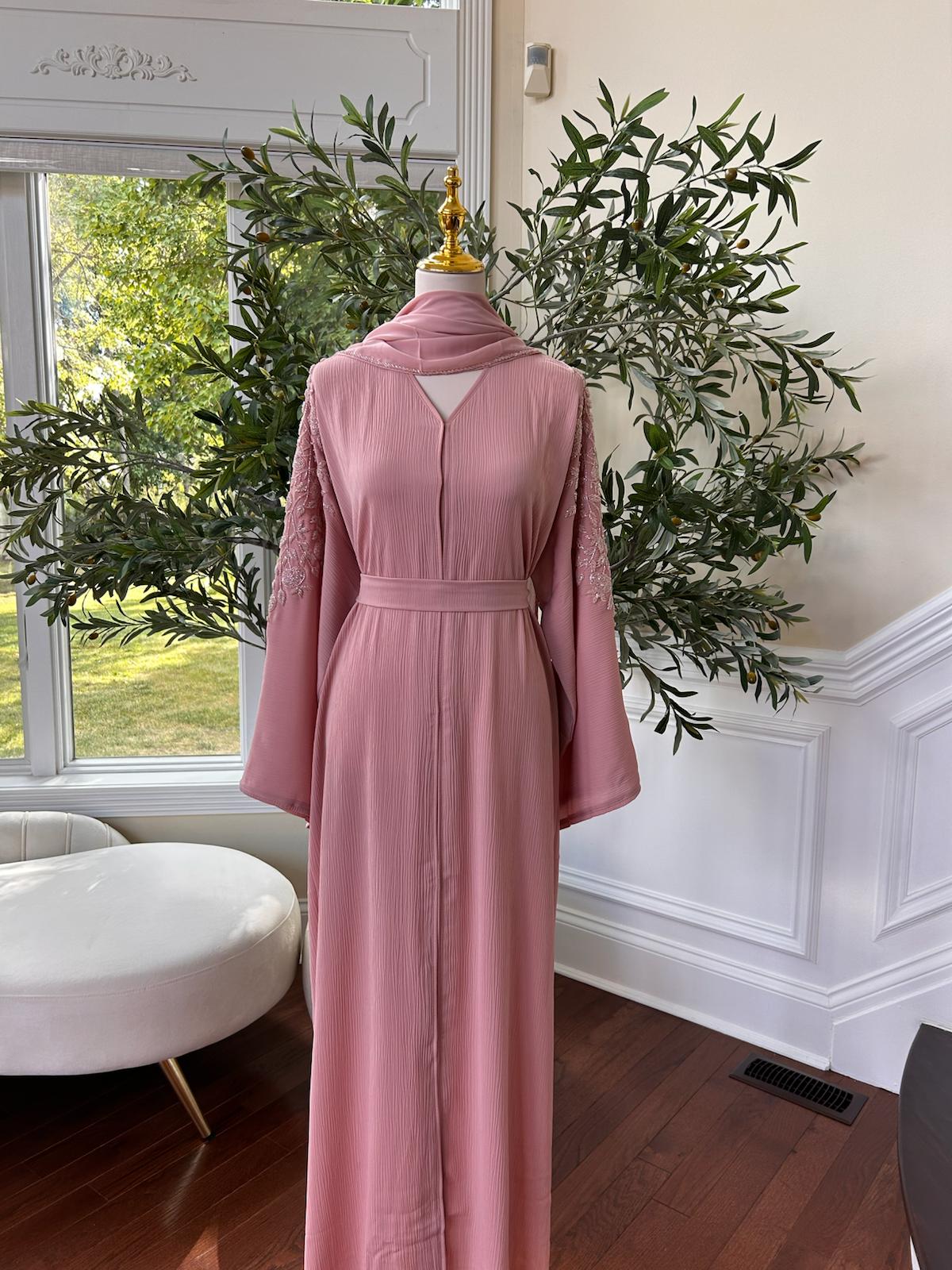 Pink Floral Design Abaya