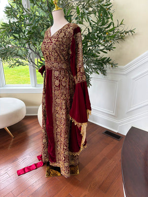 Velvet Red Beaded Elegance Thobe