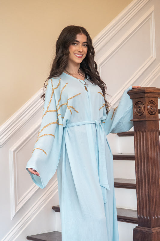 Elegant Mint Blue Abaya