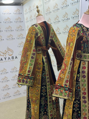 Malaka – Royal Palestinian Embroidered Velvet Thobe Jana & Nar