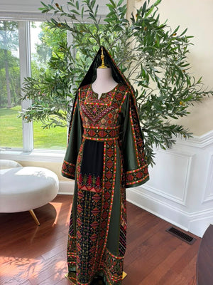 Green Embroidery Tatreez Orange Thobe