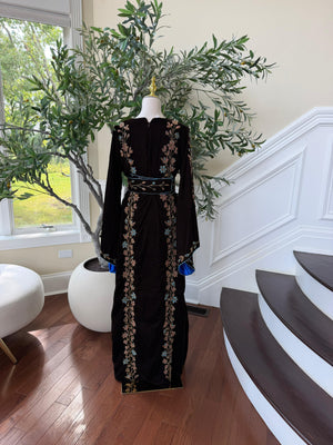 Brown Velvet Beaded Stone Elegance
