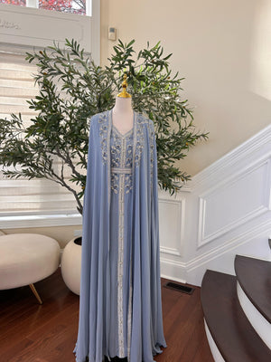 Baby Blue Beaded Stone Kuftan