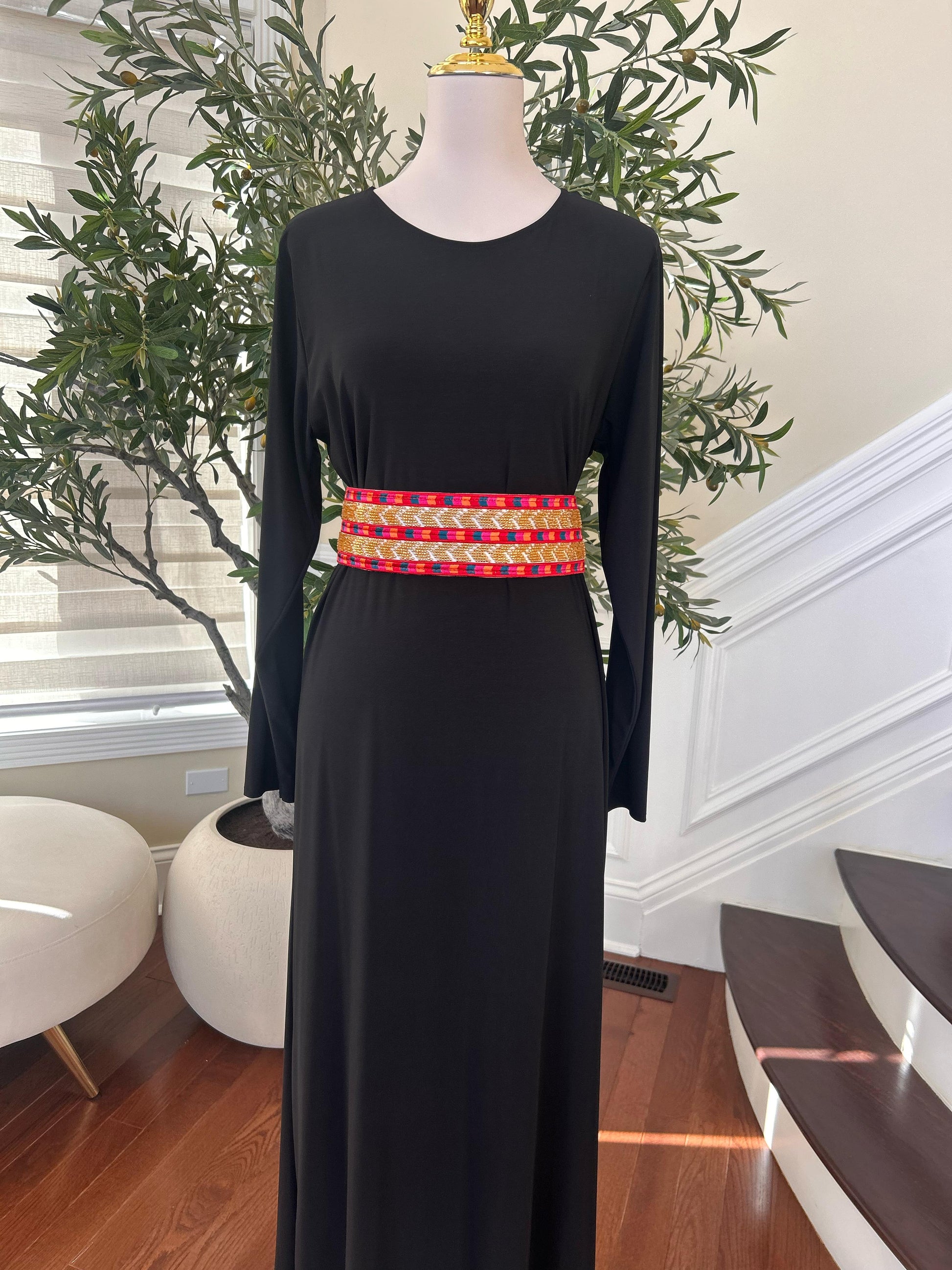 Gold Sabal Kharaz Red Tatreez Thobe Belt