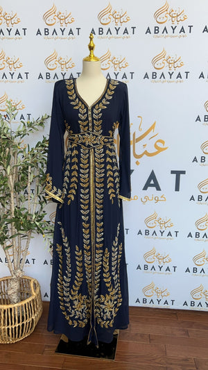 Golden Blue Floral Kuftan