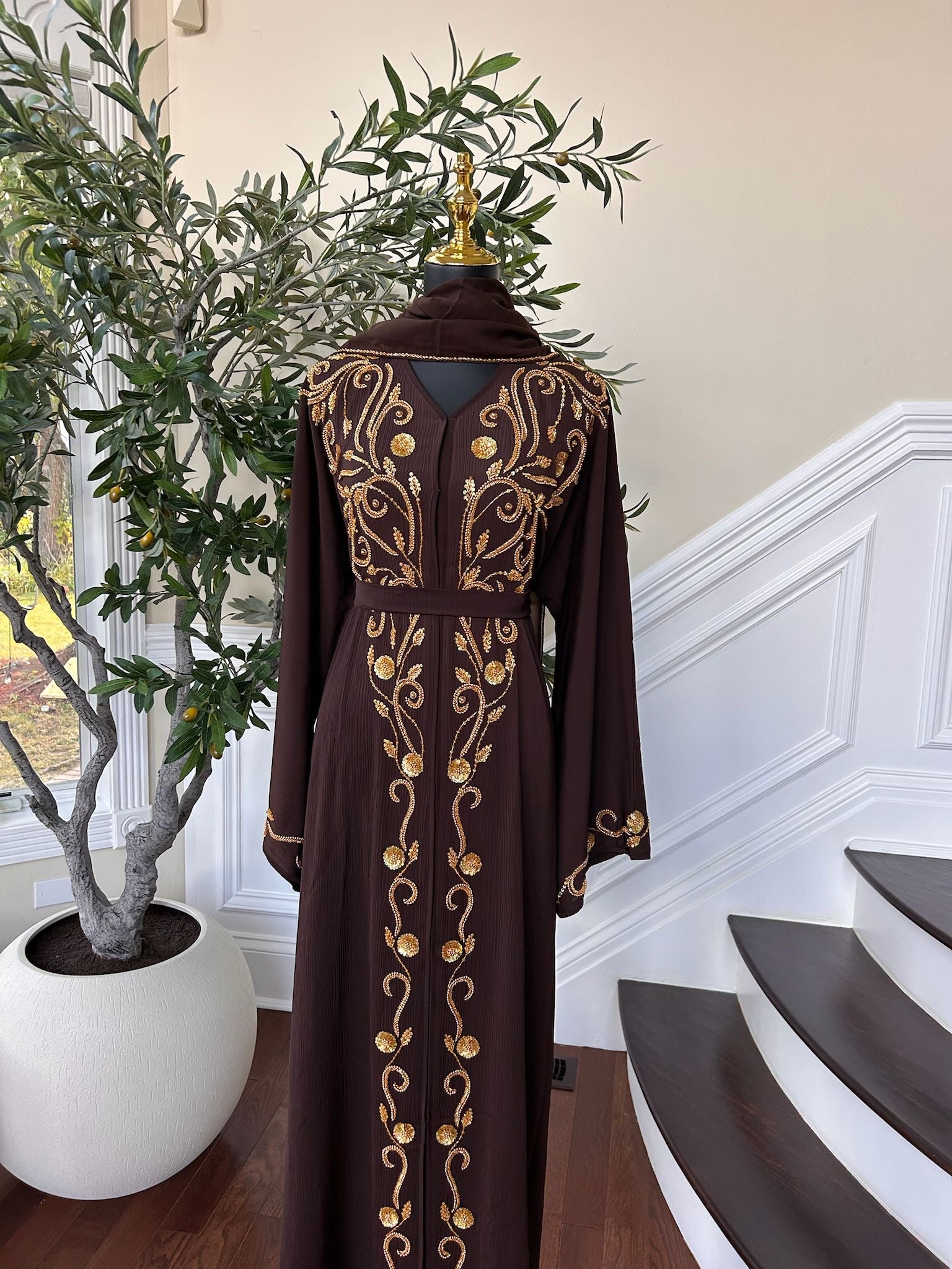 Brown Golden Detail Abaya