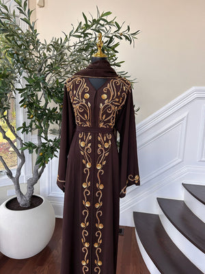 Brown Golden Detail Abaya
