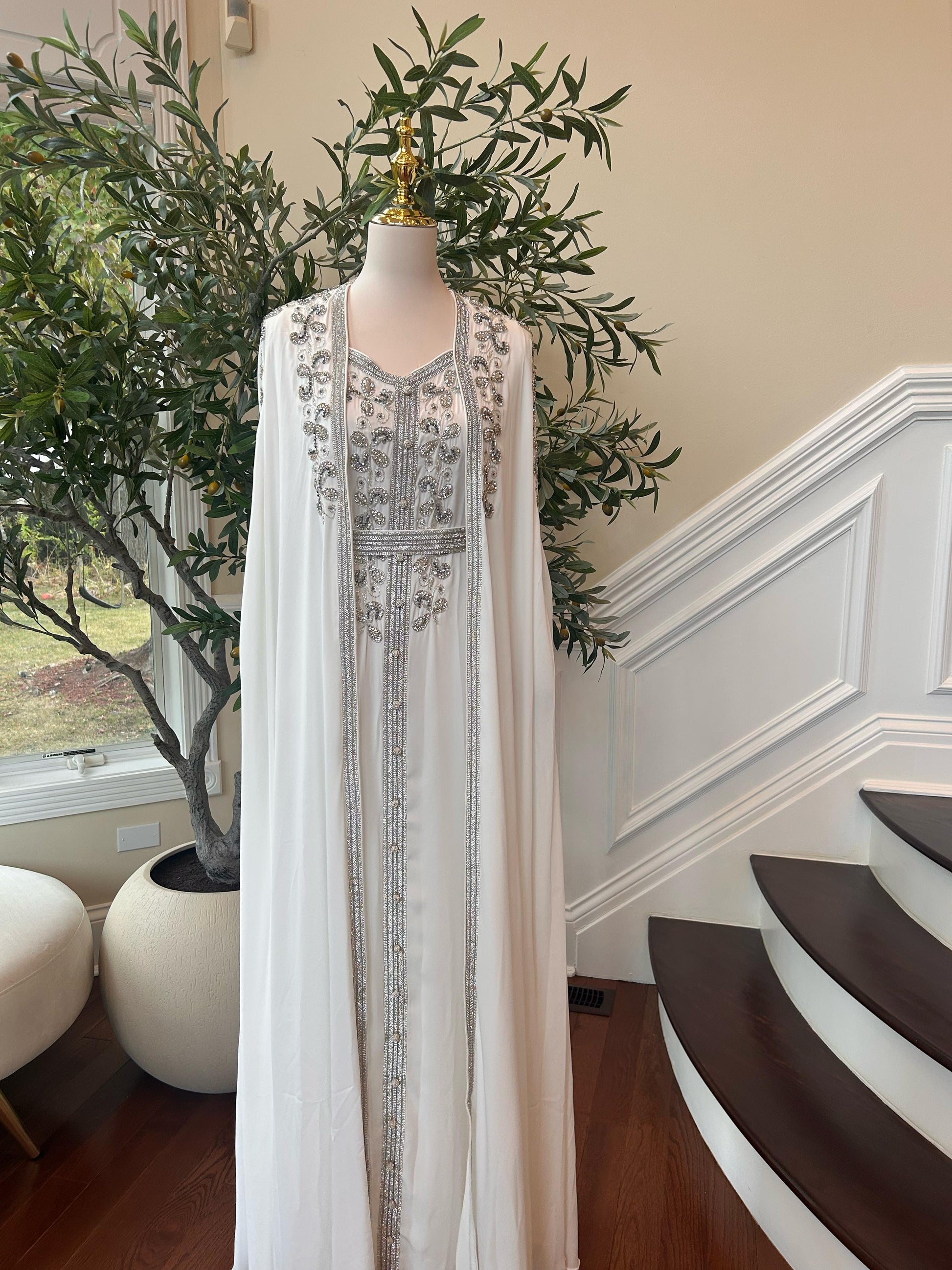 White Luxe Beaded Kuftan